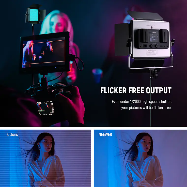 Kit de 2 Paneles de Luz LED RGB Neewer 660 PRO II con Control por App, 2 Trípodes de 200 cm y Bolsa de Transporte  4