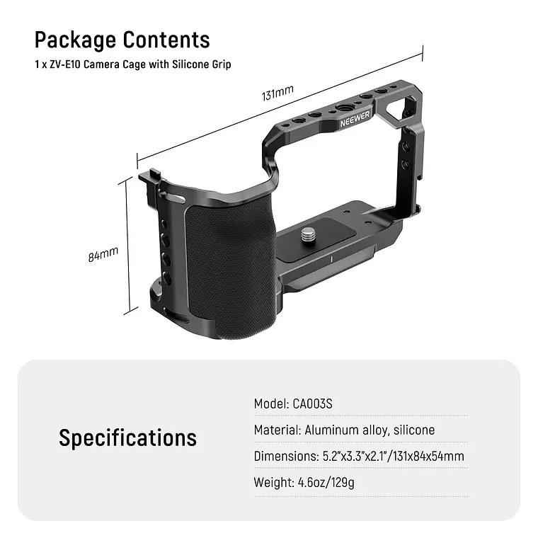 Jaula para Cámara Sony ZV-E10 con Empuñadura de Silicona Neewer 4