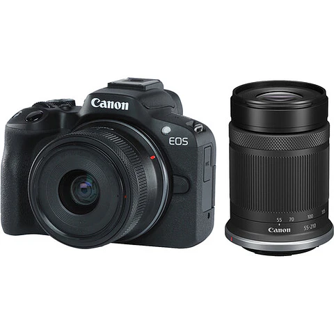 Cámara Mirrorless Canon EOS R50 con Lentes RF-S 18-45 mm y RF-S 55-210 mm