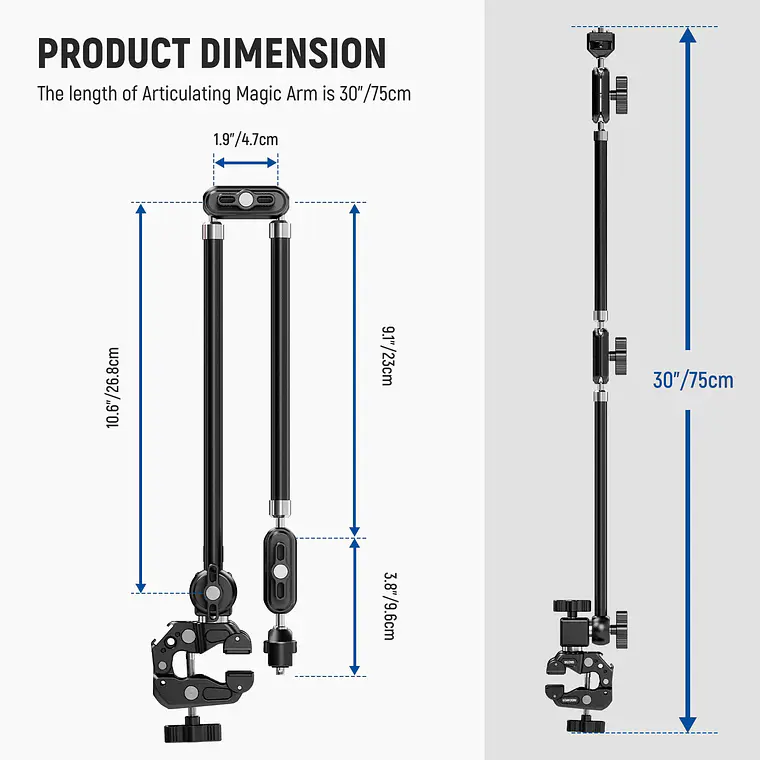 Set de Brazos Mágicos Ajustables de Escritorio Neewer de 2 Secciones con Conector GoPro  8