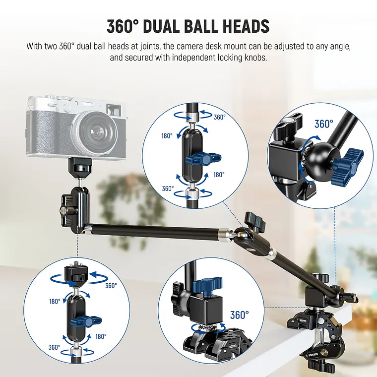 Set de Brazos Mágicos Ajustables de Escritorio Neewer de 2 Secciones con Conector GoPro  6