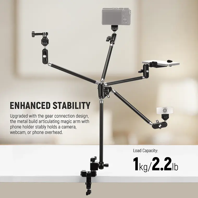 Set de Brazos Mágicos Ajustables de Escritorio Neewer de 2 Secciones con Conector GoPro  2