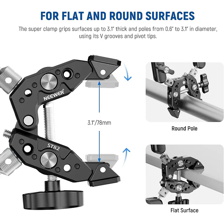 Super Clamp Reforzada con Doble Brazo Mágico Neewer 4