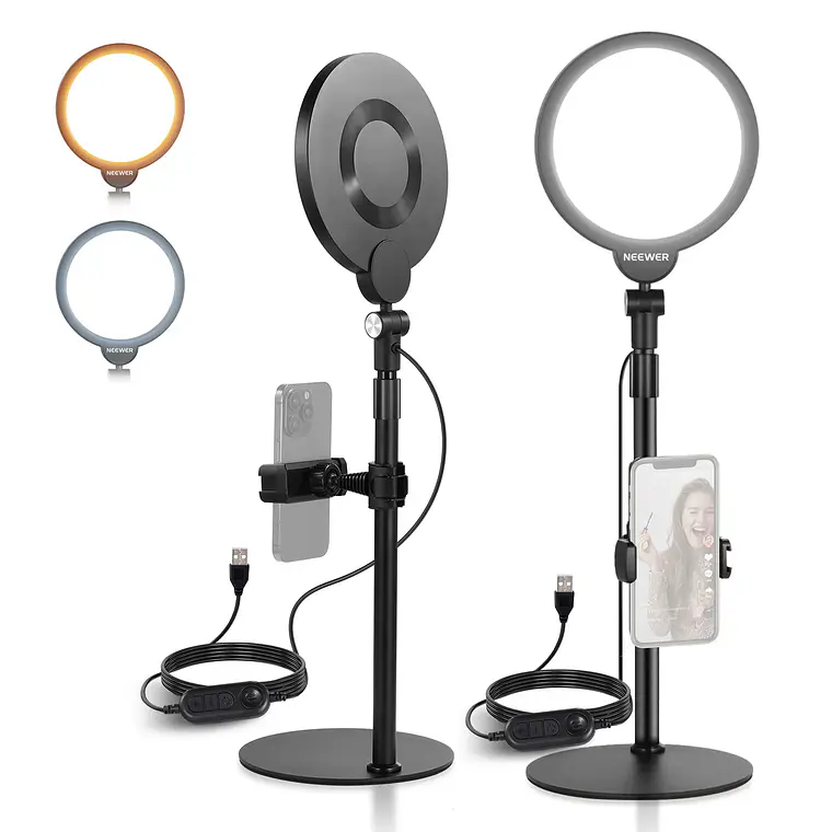Aro de Luz Neewer con Soporte y Clip de 7 pulgadas 2