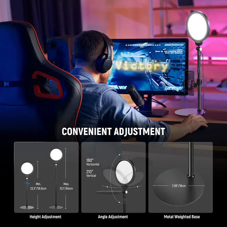 Aro de Luz Neewer con Soporte y Clip de 7 pulgadas 4
