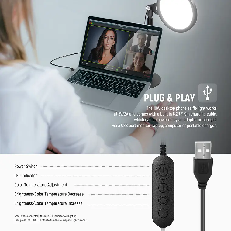 Aro de Luz Neewer con Soporte y Clip de 7 pulgadas 8