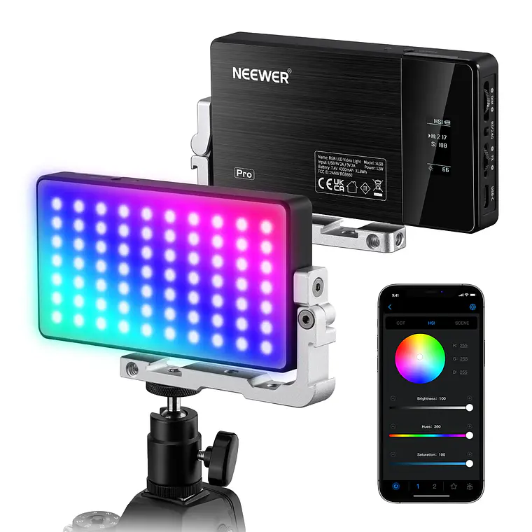 Luz LED RGB para Video Neewer SL90 con Control por App y 2.4G 1