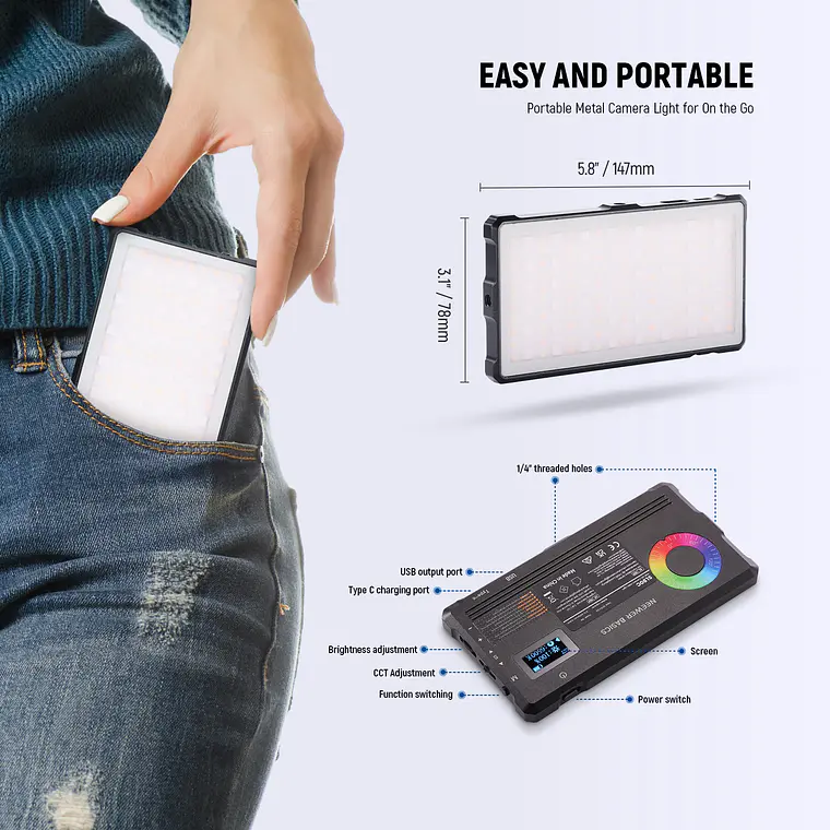 Kit de Luz LED RGB para Video Neewer Basics SL90C 3