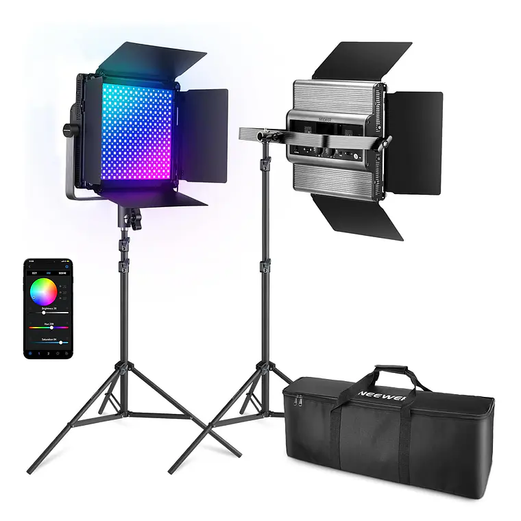 Kit de 2 Luces LED RGB para Video Neewer RGB1200 1