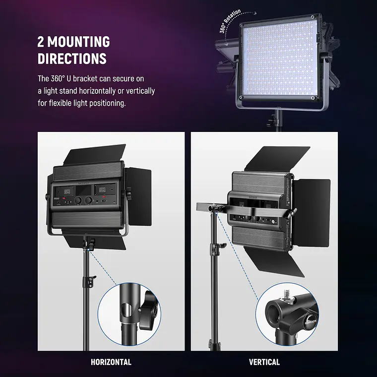 Kit de 2 Luces LED RGB para Video Neewer RGB1200 10