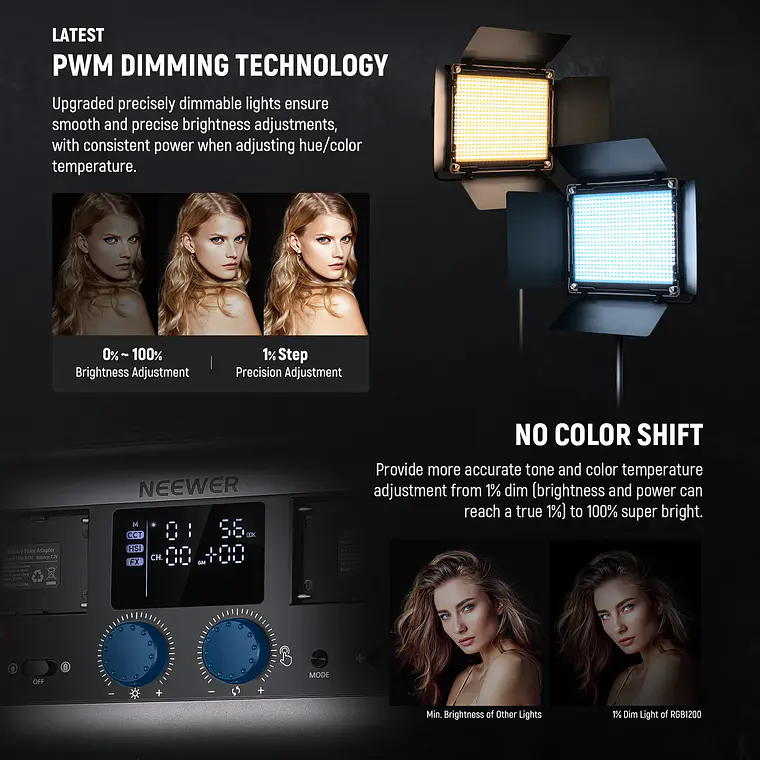 Kit de 2 Luces LED RGB para Video Neewer RGB1200 4