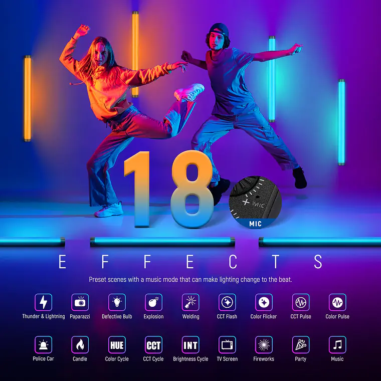 Tubo de Luz LED RGB Neewer TL60 20W con Control por App 2