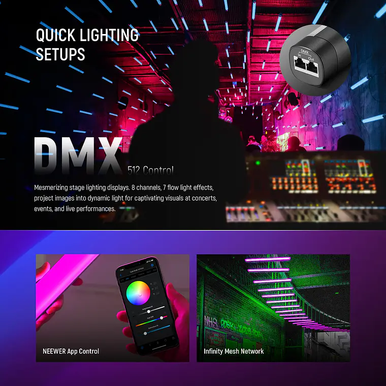 Tubo de Luz LED RGB Neewer TL60 20W con Control por App 4