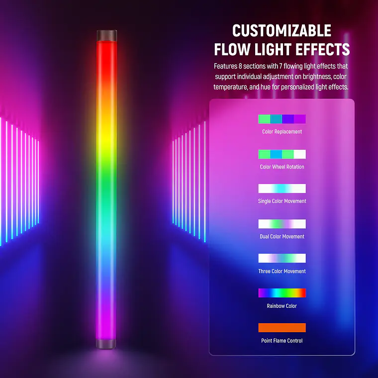 Tubo de Luz LED RGB Neewer TL60 20W con Control por App 3