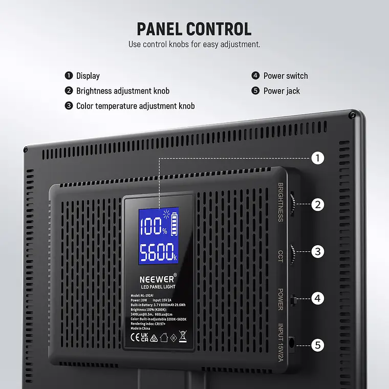 Panel de Luz LED Bicolor Neewer NL-192AI 3