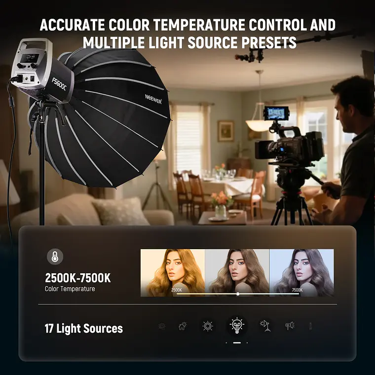 Luz LED RGB COB para Video Neewer FS600C 600W 7