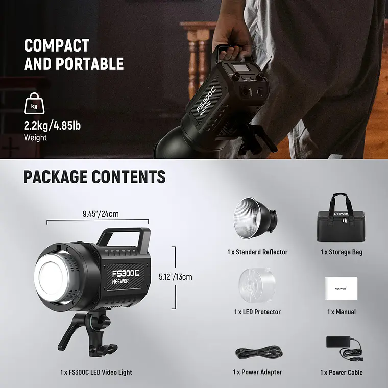 Luz LED RGB para Video Neewer FS300C 300W 9