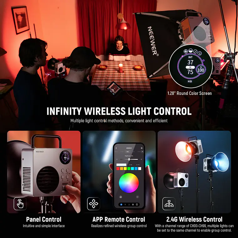 Luz LED RGBWW Mini COB para Video Neewer HB80C 80W 2