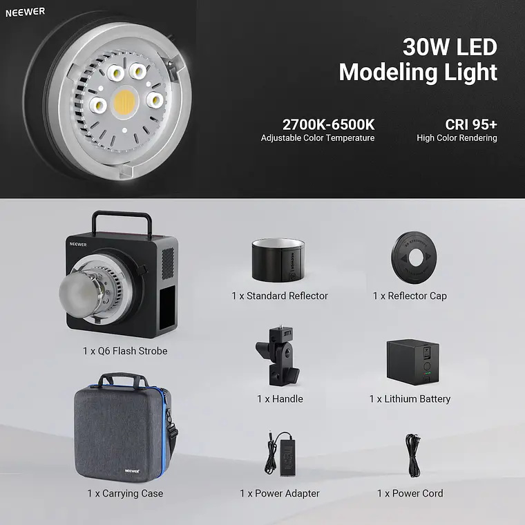 Flash de Estudio para Exteriores Neewer Q6 600Ws TTL HSS 2.4G 9