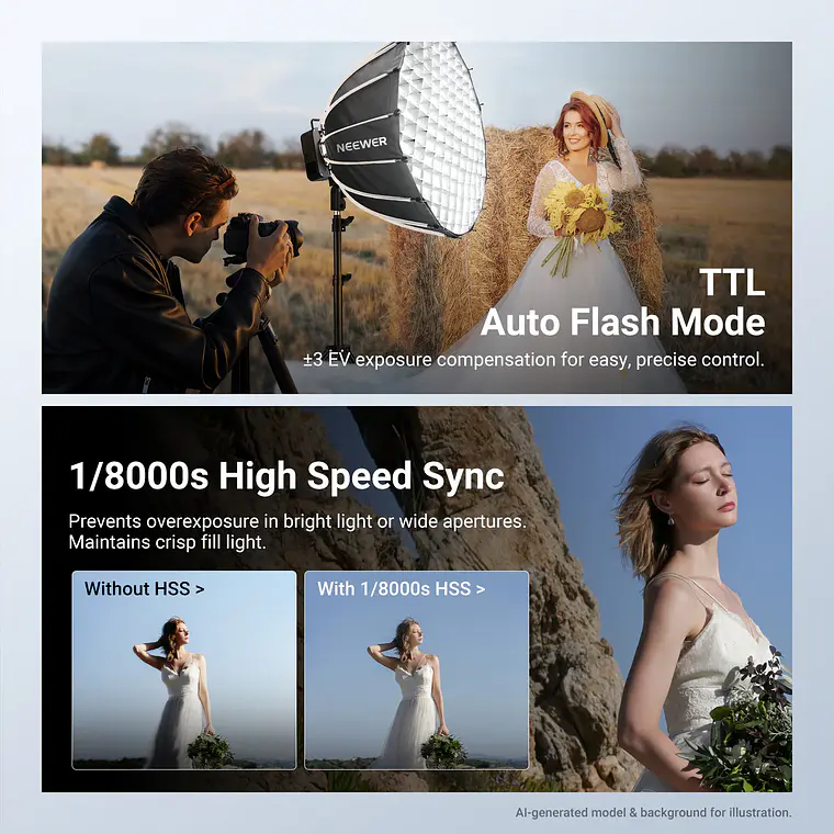 Flash de Estudio para Exteriores Neewer Q6 600Ws TTL HSS 2.4G 7