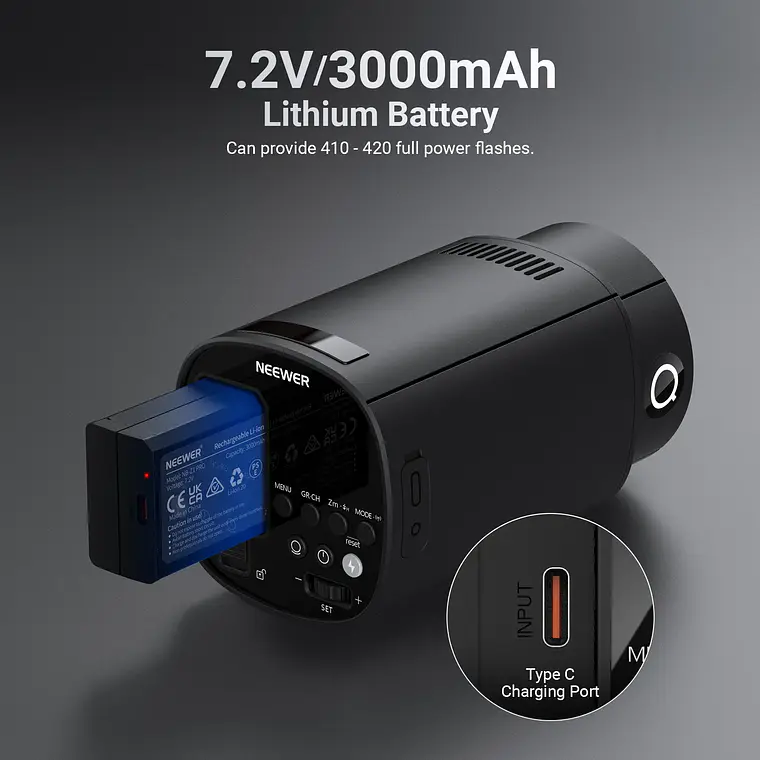 Flash de Estudio para Exteriores Neewer Q120 120Ws TTL 2.4G 7
