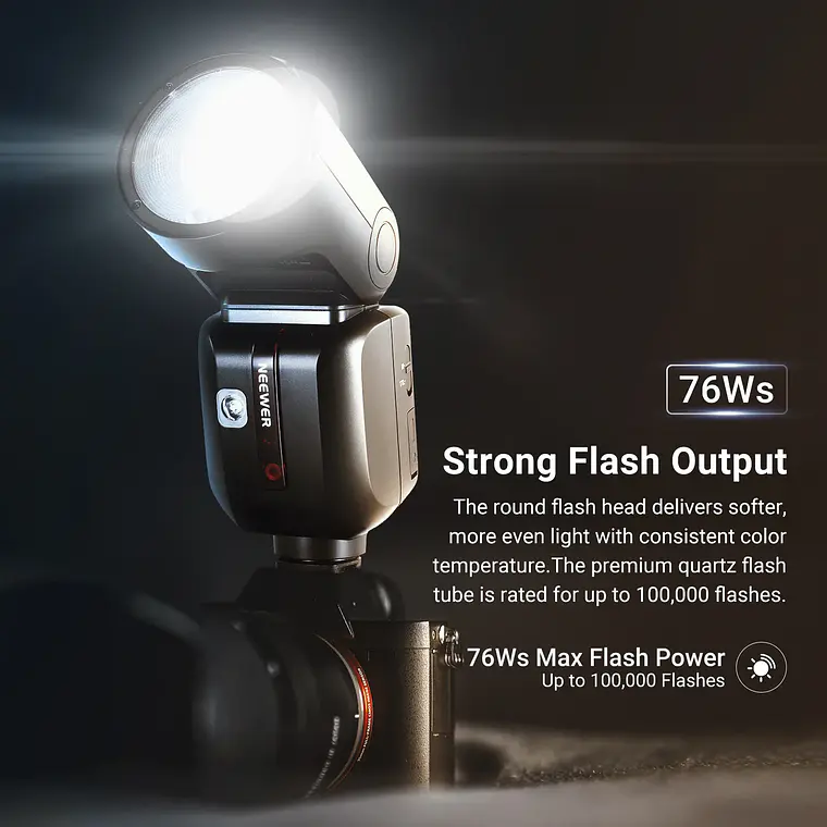 Flash Speedlite de Cabezal Redondo Neewer Z2PRO 76Ws TTL 7