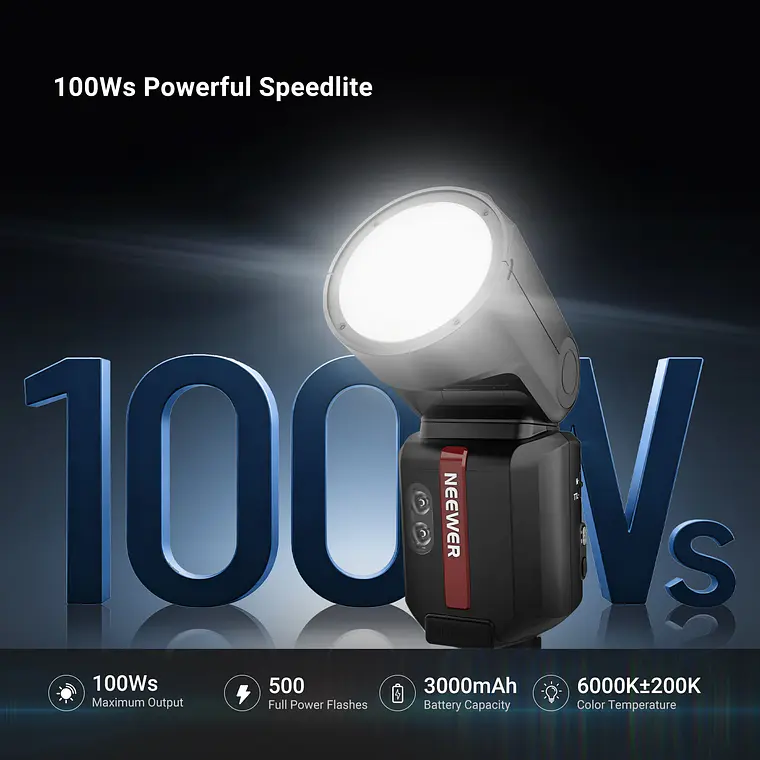 Flash Speedlite de Cabezal Redondo Neewer Z3R para Camara Canon 100Ws TTL 2.4G 4