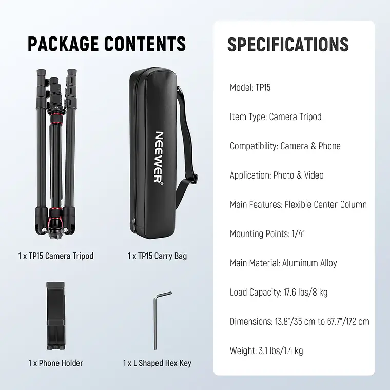 Trípode Monopié para Cámara y Celular Neewer TP15 9