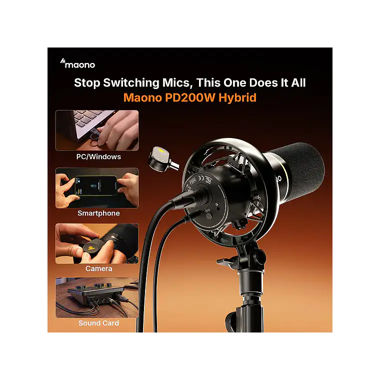 Micrófono Dinámico Maono PD200WT USB/XLR 4