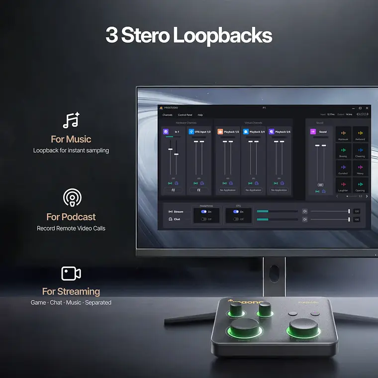 Interfaz de Audio Híbrida USB Maono P1 8