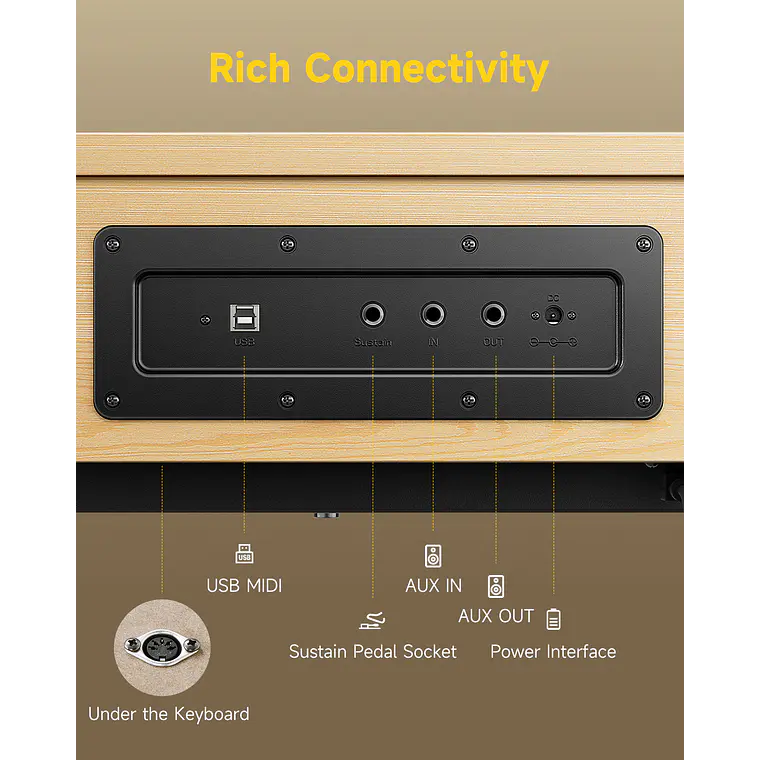 Piano digital Donner OURA R300 – 88 teclas martillo graduado 4