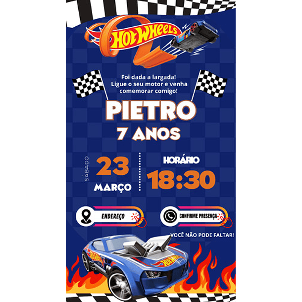 Convite Digital Interativo Hot Wheels  2