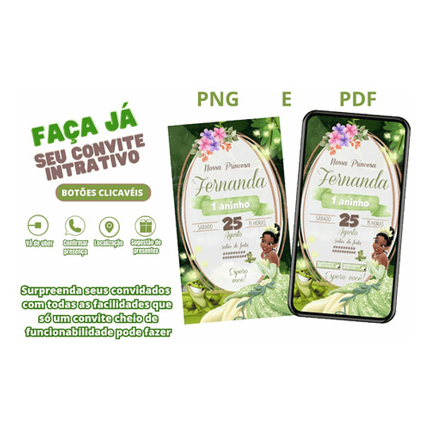 Convite Aniversário Digital Virtual Princesa E O Sapo 2