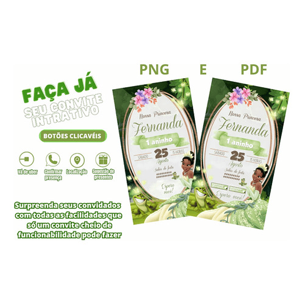 Convite Aniversário Digital Virtual Princesa E O Sapo 3