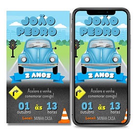 Convite Aniversário Digital Fusca Para Whatsapp