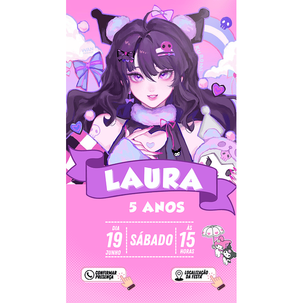 Convite Digital Personalizado e Interativo Kurumi 5