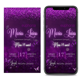 Convite Aniversário Euphoria Digital Virtual Whatsapp 
