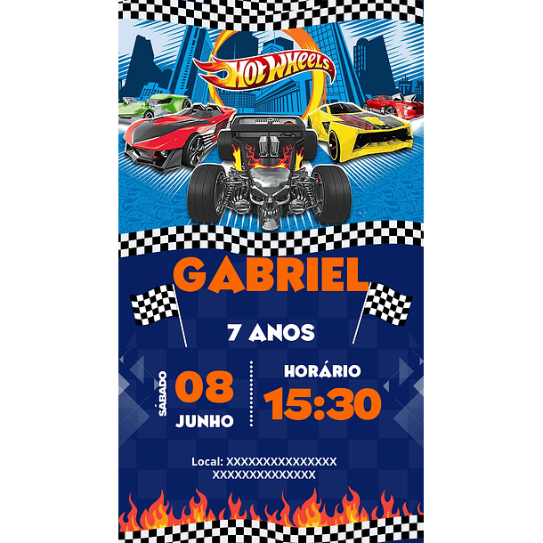 Convite Digital Personalizado  Hotwheels  3