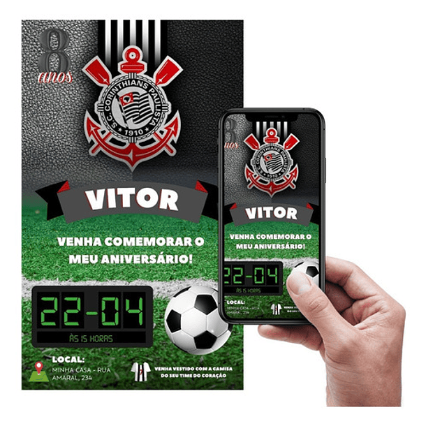 Convite Aniversário Digital Virtual Corinthians 1