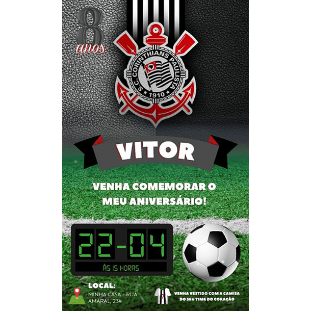Convite Aniversário Digital Virtual Corinthians 2