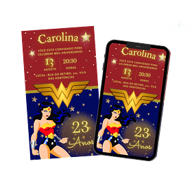 Convite Digital Personalizado e Interativo Mulher Mravilha