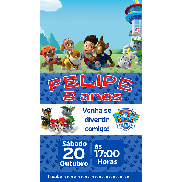 Convite Digital Personalizado  Patrulha Canina 02