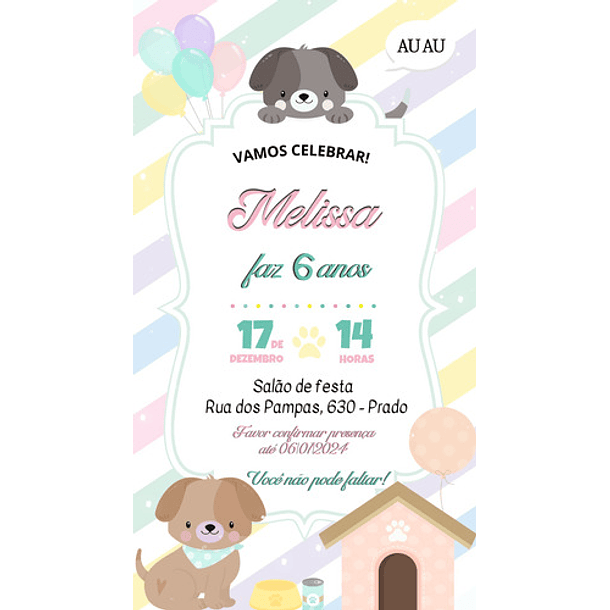 Convite Digital Cachorrinhos 2