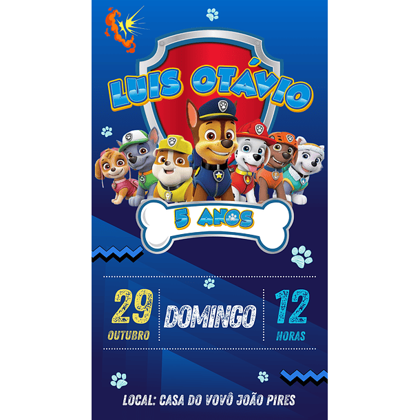 Convite Digital Personalizado  Patrulha Canina 03