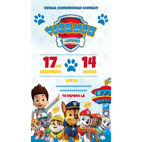 Convite Digital Personalizado  Patrulha Canina 04