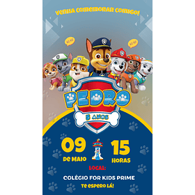 Convite Digital Personalizado  Patrulha Canina 05