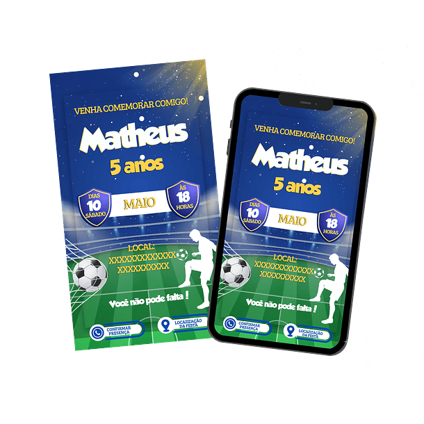 Convite Digital Personalizado e Interativo Futebol