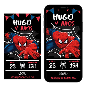 Convite Digital Aniversário Infantil Homem Aranha