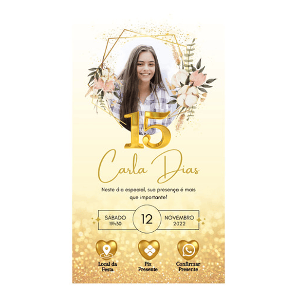 Convite Digital Interativo Aniversário 15 Anos Rose Gold 4