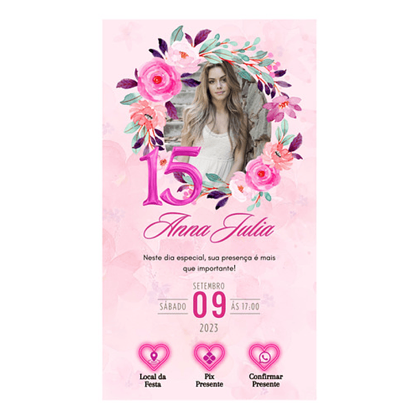 Convite Digital Interativo Aniversário 15 Anos Rose Gold 7